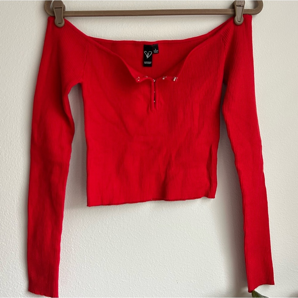Windsor Vibrant Red Off-Shoulder Sweater